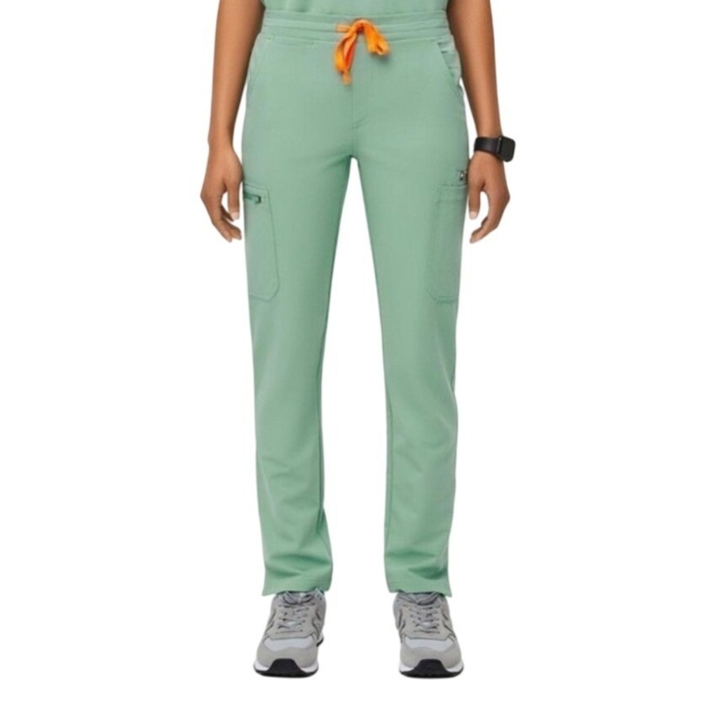 FIGS Technical Collection Scrub Pants Seafoam Green Orange Drawstring SMALL